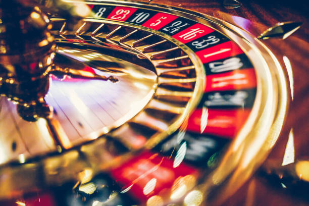 Spinning professional roulette wheel in casino. Property released.